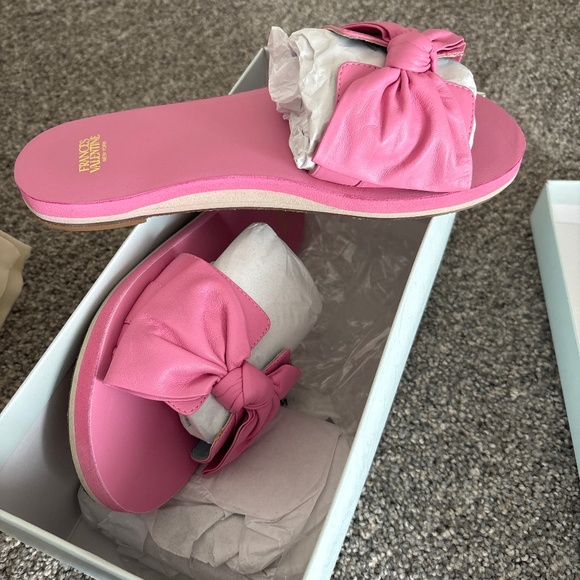 Frances Valentine Shoes - Frances Valentine Sandy cloud leather bow slide sandals